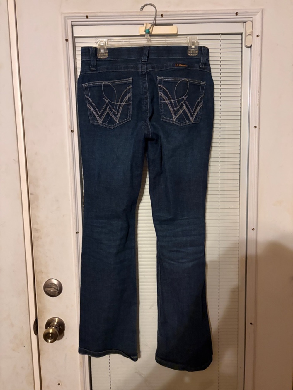 Wrangler Indigo Flare Jeans with White Pocket Stitching
